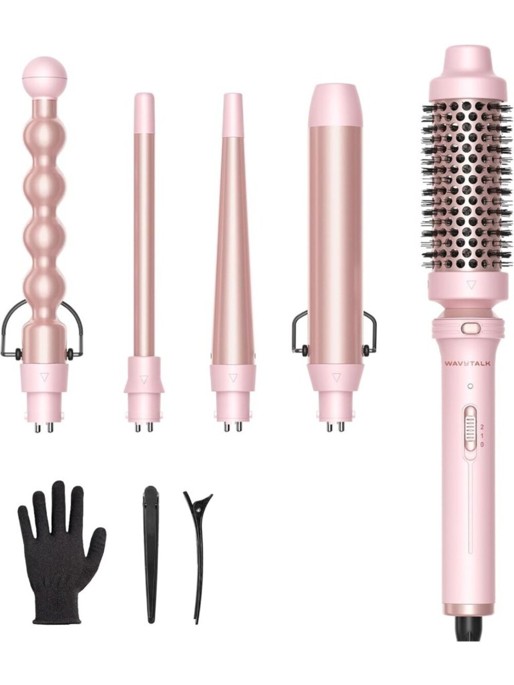 5-in-1 Curling Wand Set with Thermal Brush & Versatile Barrels for Gorgeous